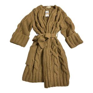MICHAEL Michael Kors Brown Cable Knit Cardigan Alpaca Wool Womens NWT $350 MSRP